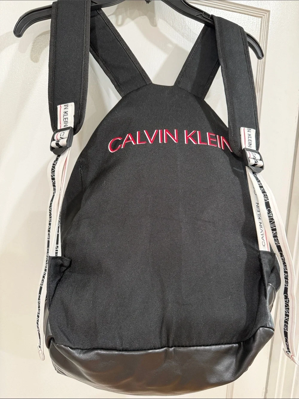 Calvin Klein Black Canvas 'CK Everyone' Backpack with Leather Trim